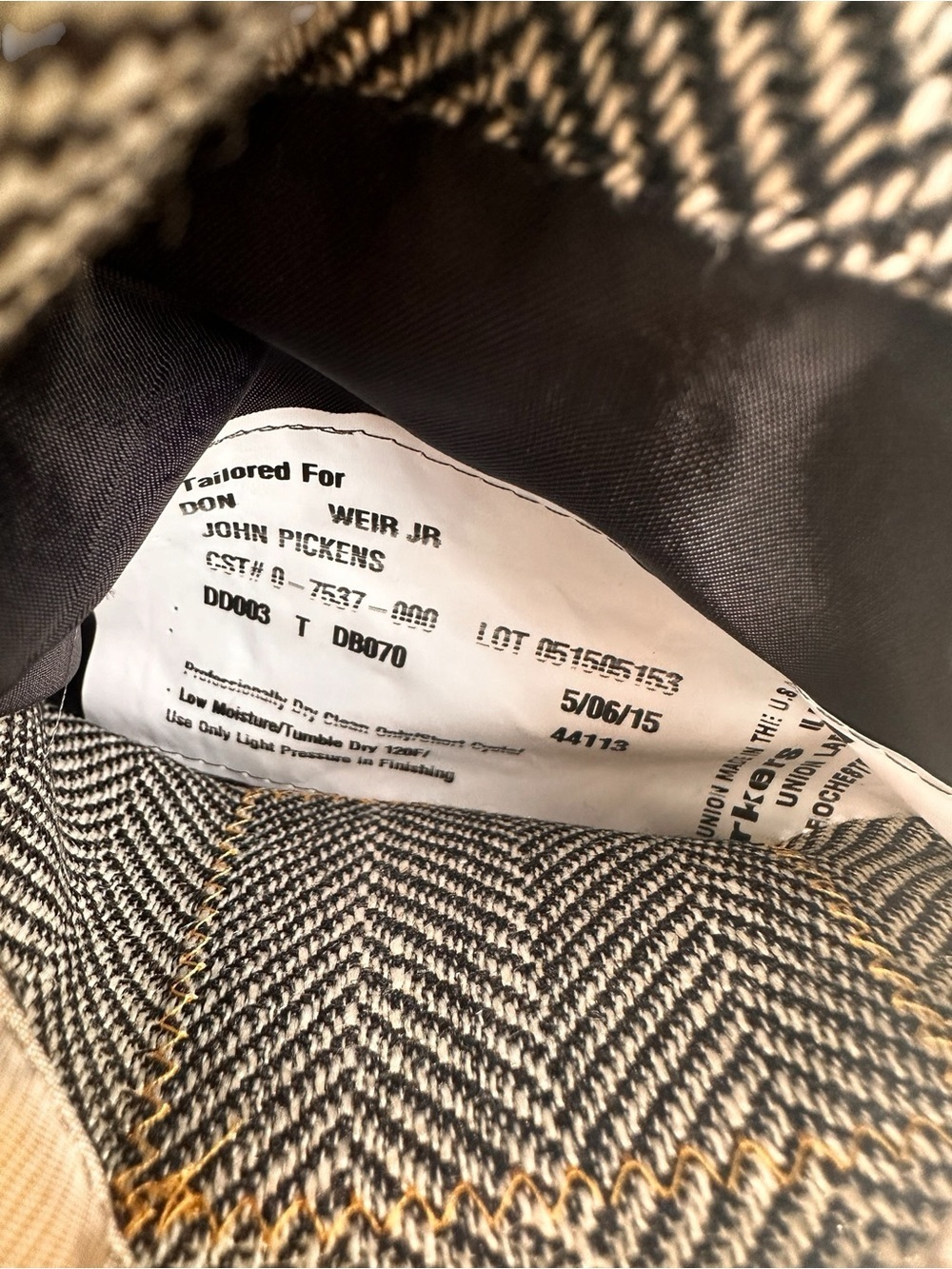 Hickey Freeman 44R Black Gray Sport Coat Blazer Houndstooth USA Made - Picture 6 of 13